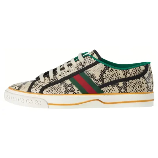 GUCCI Tennis 1977 Sneaker Python Skin Beige Black