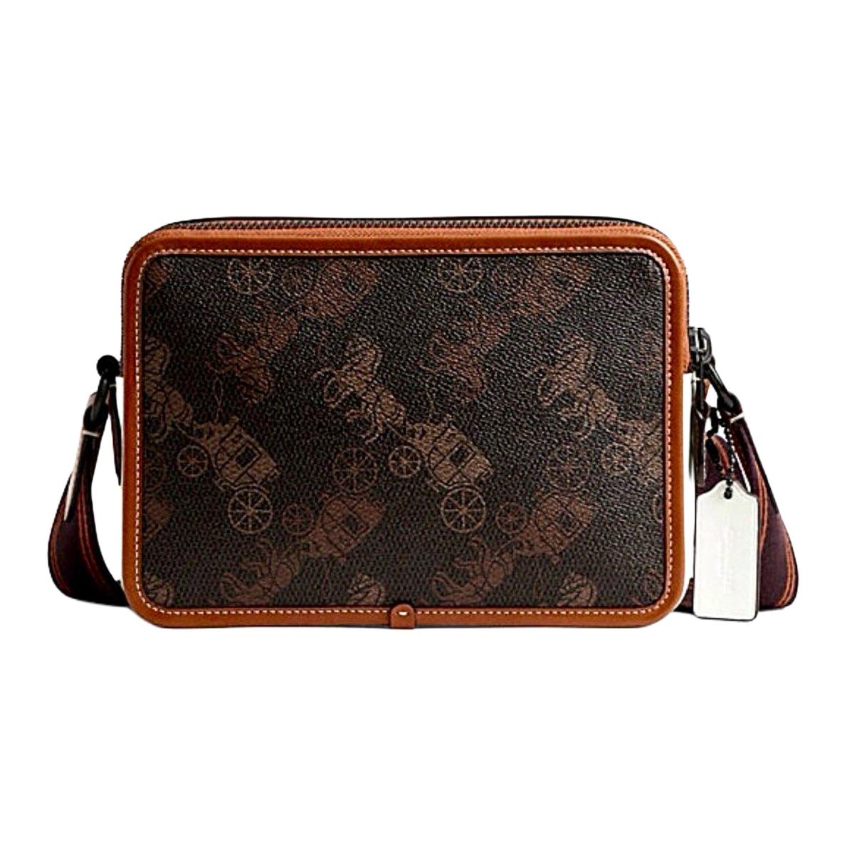 COACH Charter Artificial Leather With Cow Leather Crossbody Bag, Shoulder Bag Medium Men's Truffle/Bright Amber