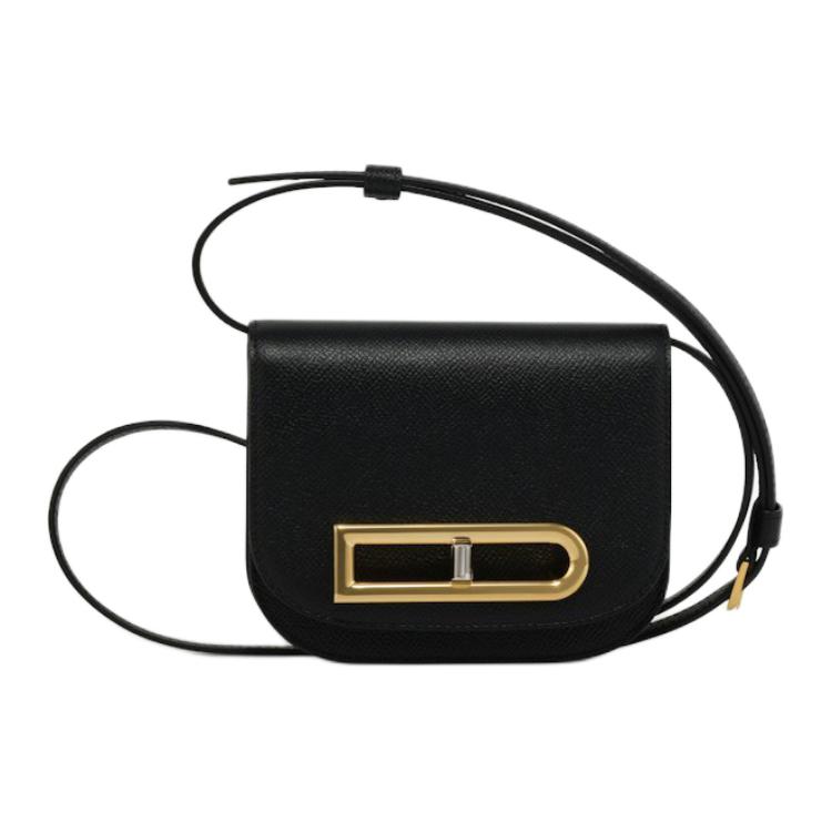 Delvaux Delvo Снятые регулируемые плечевые ремни блестящий зерно альпина маленькая кожаный один Плечом к плечу пакет женский черный