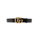 GUCCI GG Marmont Cow Leather Belts Men's Black Width 4cm