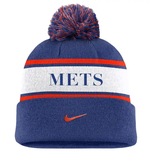 Nike New York Mets Team Stripe Peak Men's Nike Mlb Cuffed Pom Beanie