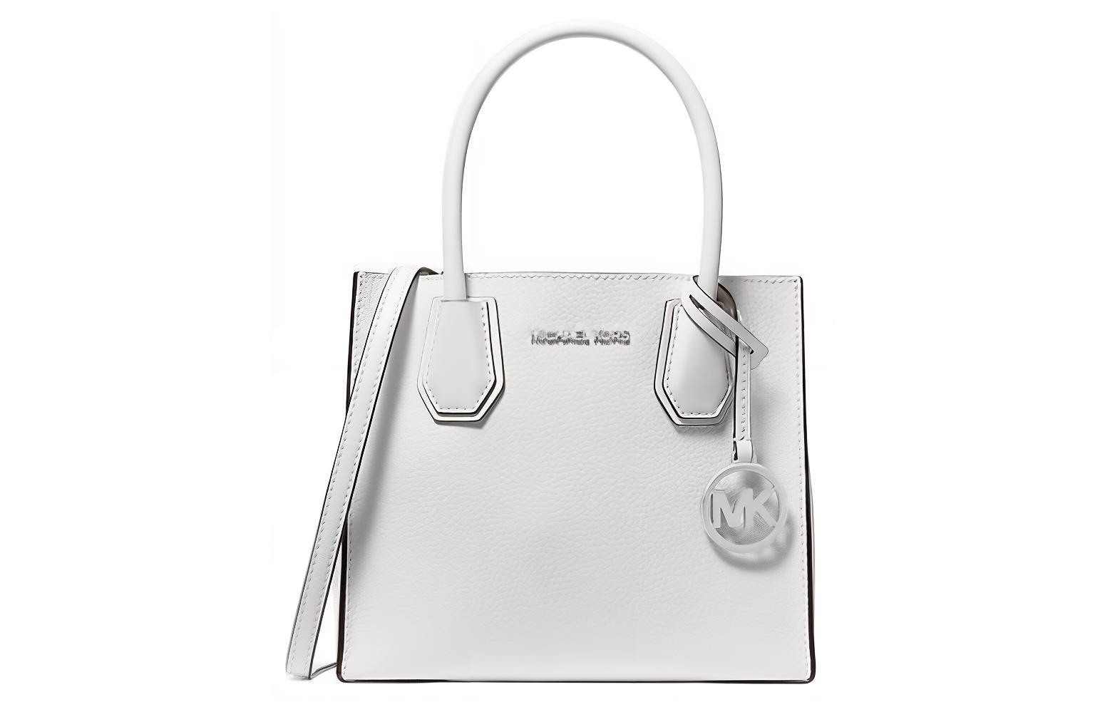 MICHAEL KORS Mercer Leather Tote Bag, Shopping Bag, Shoulder Bag, Crossbody Bag, Handbag Medium Women's Optical White