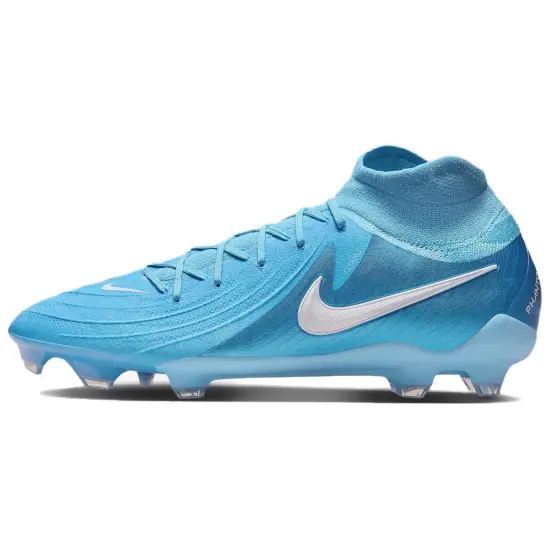 Nike Phantom Luna 2 FG Rubber Long Studs Cushioned Slip Resistant Soccer Shoes Unisex Blue White