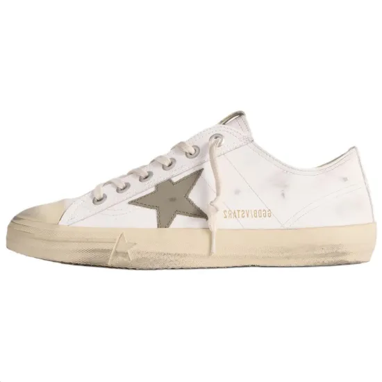 Golden Goose V-Star 2 Skateboard Shoes Men Low-Top Beige