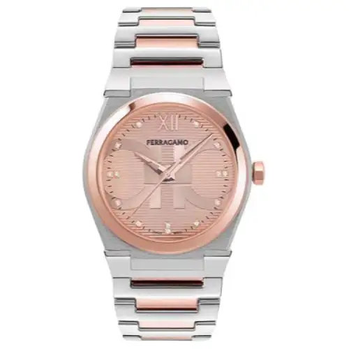 Metal quartz watch strap, golden dial contains rose, men's watch, one bead bracelet, gift box, fashionable trend classic waterproof perfume, quartz mechanism, 36, 30meter