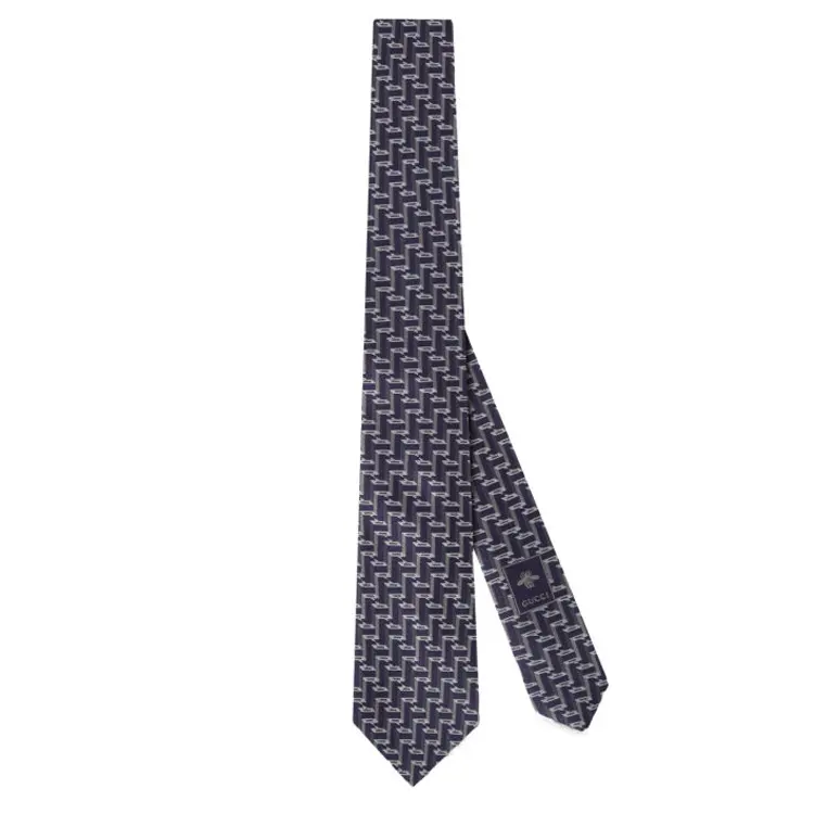 GUCCI Horsebit Silk Ties Men's Blue
