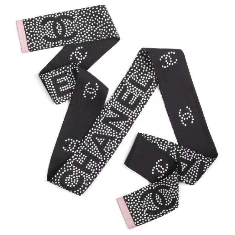 CHANEL Silk Hair Bands Women's Black