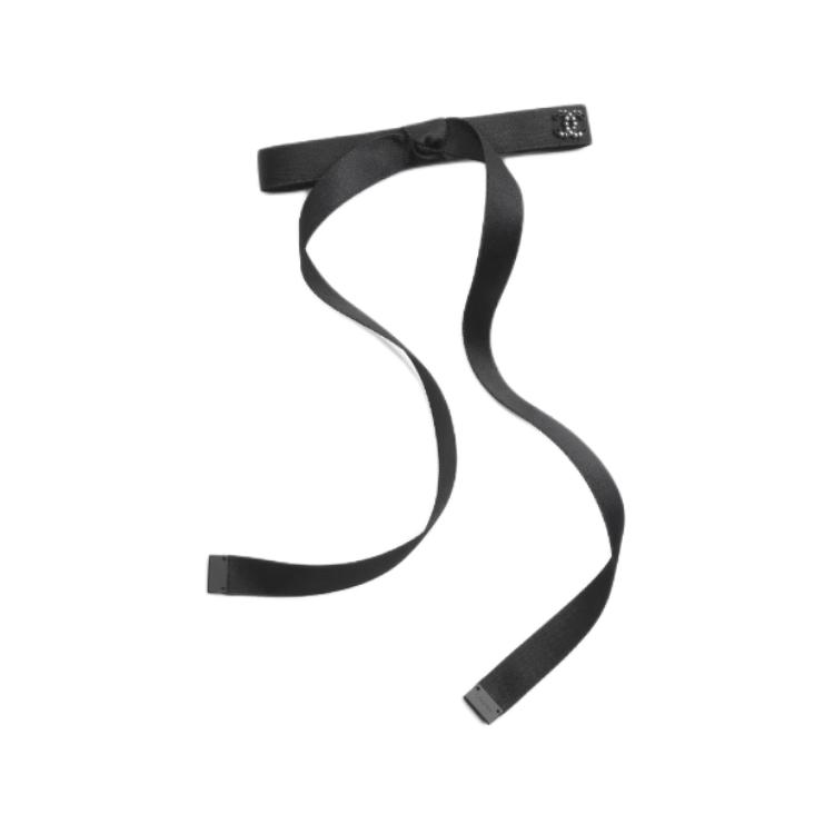 CHANEL Silk Satin Hair Clips Women's Black
