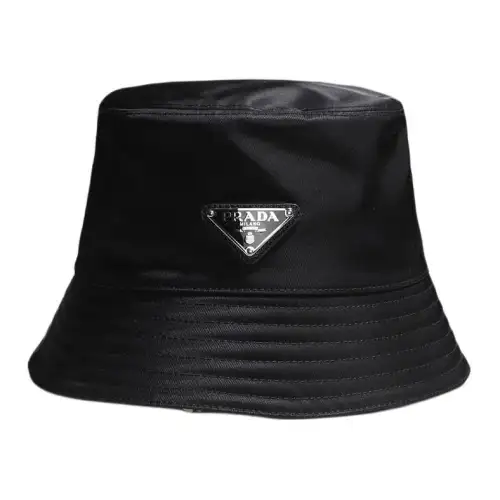 PRADA Nylon, Enamel, Metal, Cotton Bucket Hats Women's Black