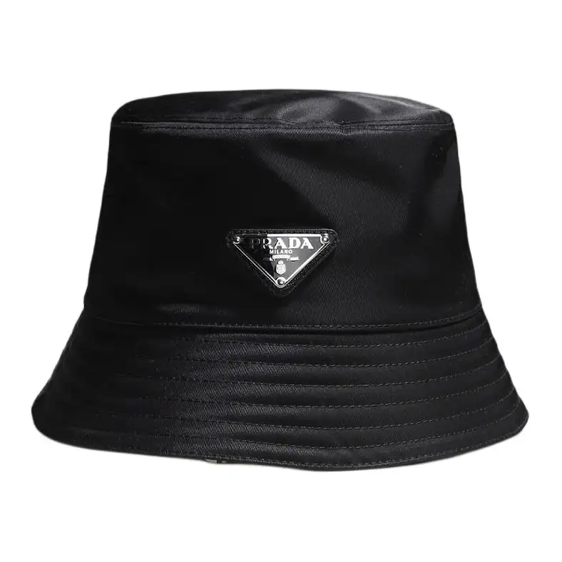 PRADA Nylon, Enamel, Metal, Cotton Bucket Hats Women's Black