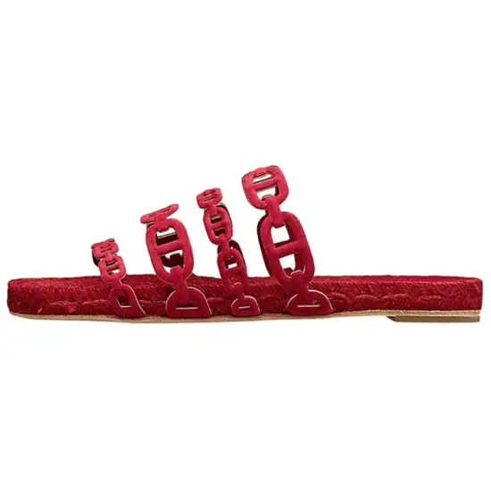 HERMES Oran Slide Slippers Women's Red