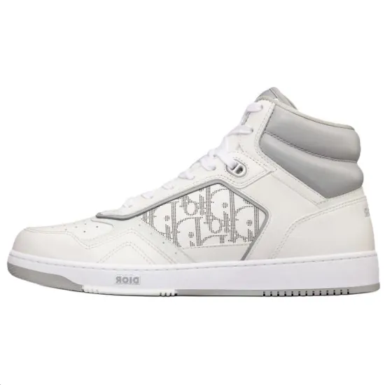 DIOR B27 High White And Gray Smooth Calfskin With White DIOR Oblique Galaxy Leather