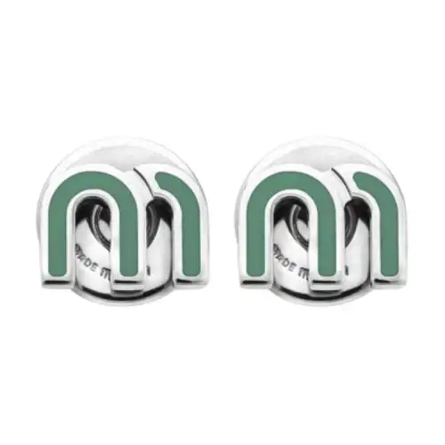 MIU MIU Brand Logo Stud Earrings Women's Green