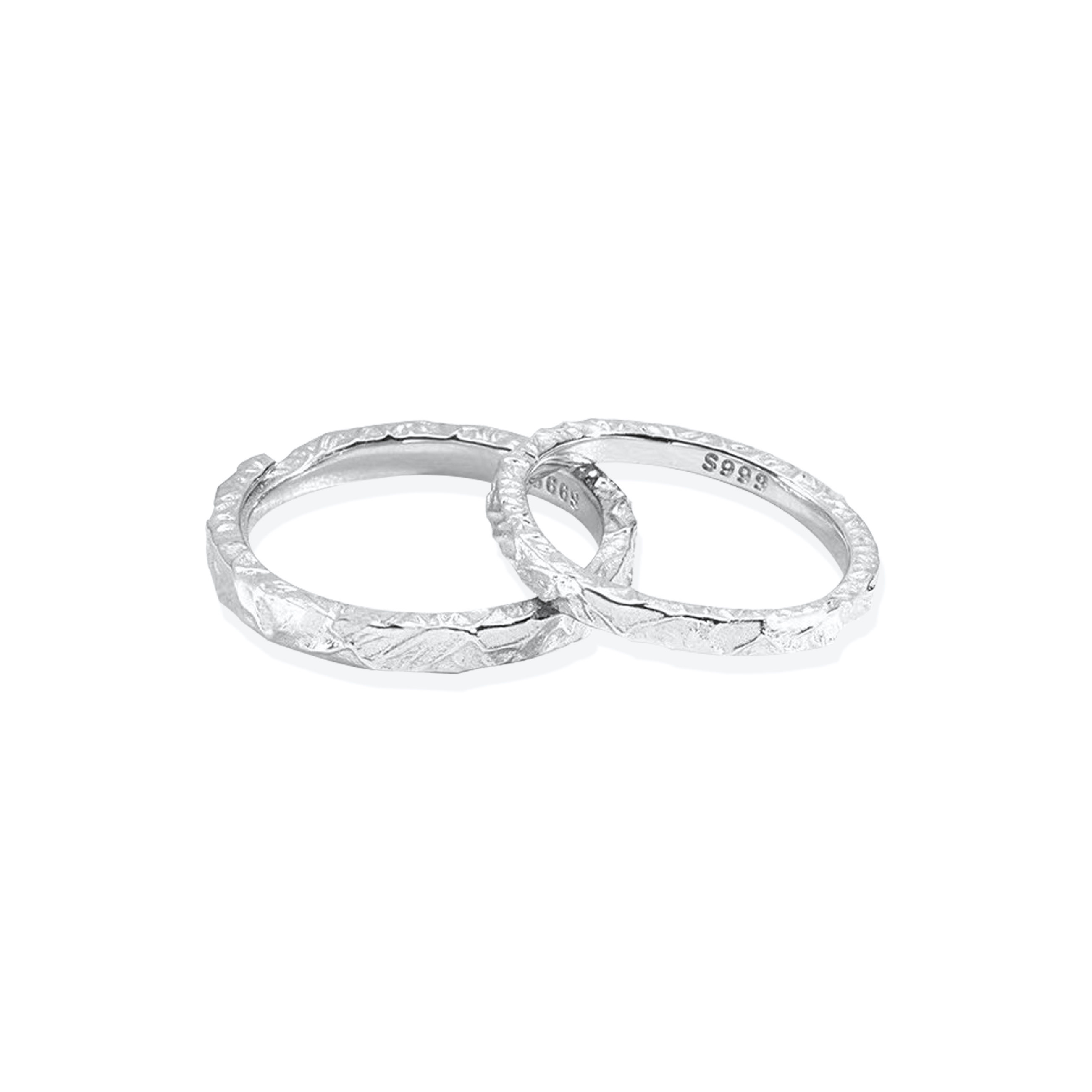 Chinese jewelry SINO GEM wrinkled texture pair ring niche light luxury irregular high-end commuting opening adjustable 999 pure silver ring men and women same style couple model