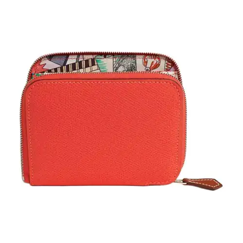 HERMES Silk'In Epsom Calfskin Wallet Women's Orange