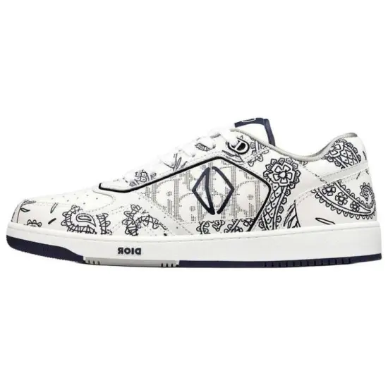 DIOR B27 Low White Navy Blue Cd Paisley White DIOR Oblique