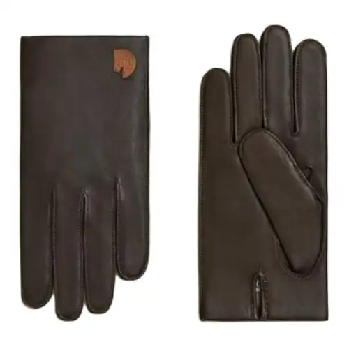 HERMES Lambskin Gloves Unisex Brown/Black