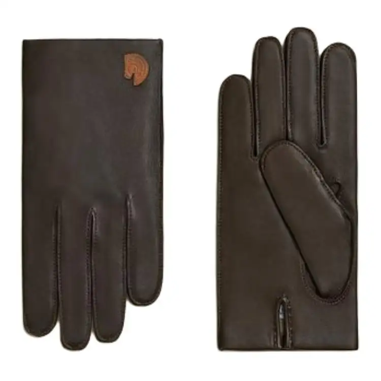 HERMES Lambskin Gloves Unisex Brown/Black