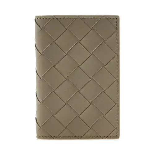 Bottega Veneta Intrecciato Cow Leather Card Holder Men's Khaki