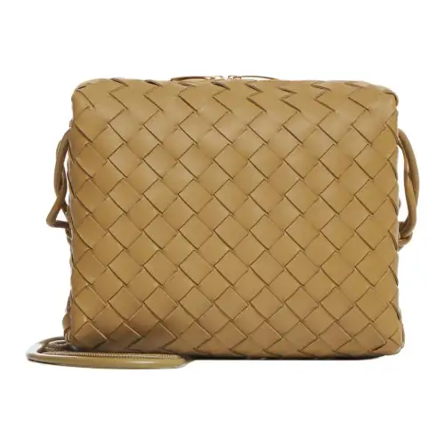 Bottega Veneta Loop Soft Sheepskin Camera Bag, Shoulder Bag, Crossbody Bag Small Women's Dark Nut Candy