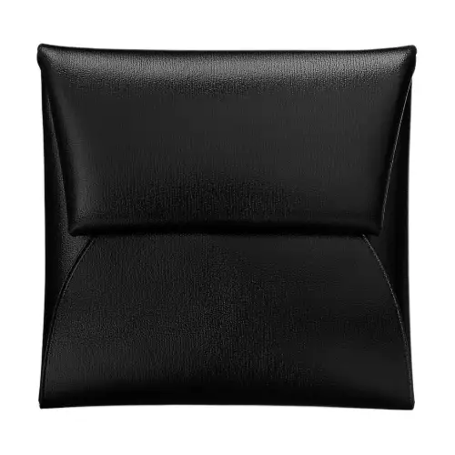 HERMES Bastia Calfskin Wallet Men's 89Noir Black