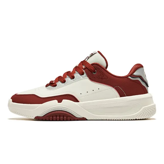Erke Skateboard Shoes Men Low-Top Microcrystal White Bordeaux Red