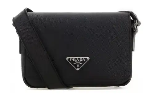 PRADA Saffiano Leather Messenger Bag, Shoulder Bag Men's Black