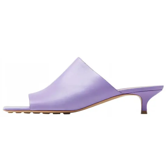 Bottega Veneta Leather Patchwork Abrasion-Resistant Slide Slippers Women's Purple