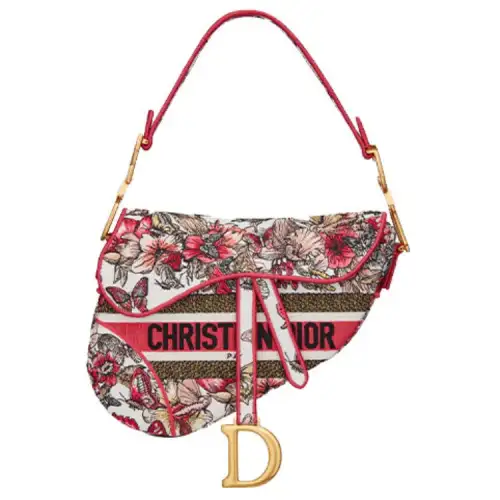 DIOR Saddle Canvas Bag, One Shoulder Handbag Women's Multicolor