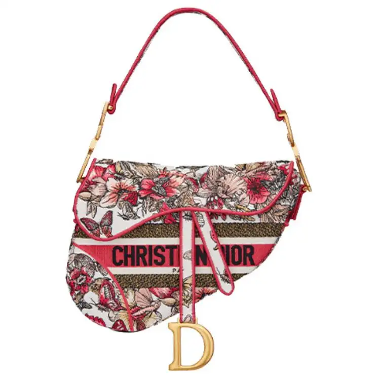 DIOR Saddle Canvas Bag, One Shoulder Handbag Women's Multicolor