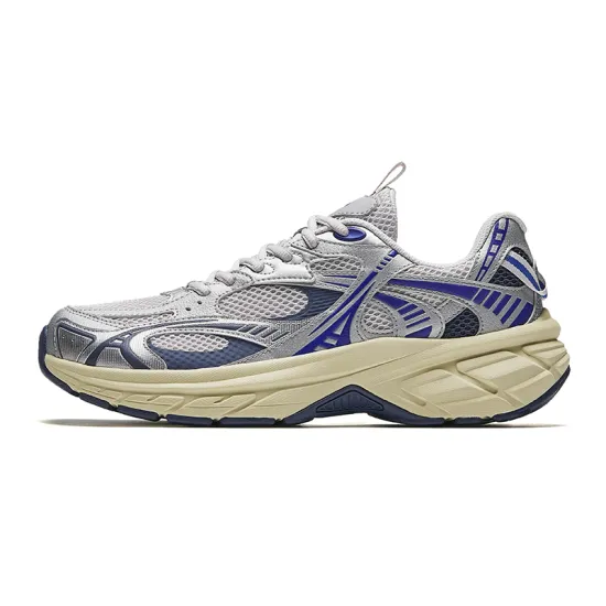 ANTA Running Shoes Men Low-Top Light Silver Gray/Silver/Royal Blue