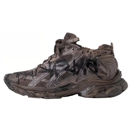 Balenciaga Runner Casual Shoes Men Low-Top Gray Brown