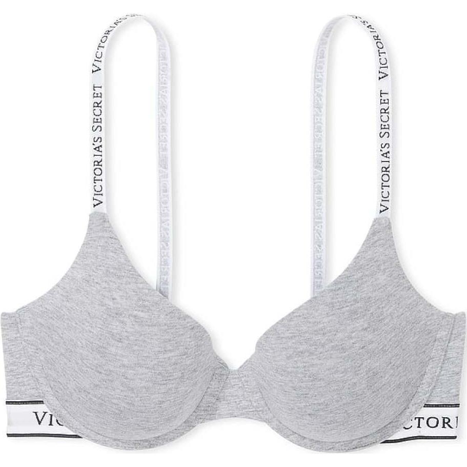 Victoria's Secret Victoria's Secret 3/4 Cup Logo Thin Padded Bra Women's Heather Gray