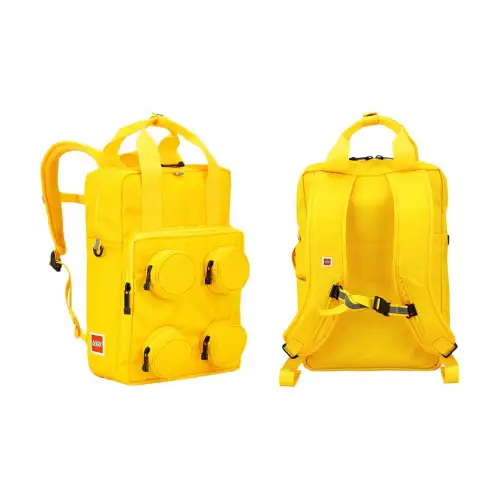 LEGO Zip Closure Water Repellent Fabric Backpack Unisex Yellow