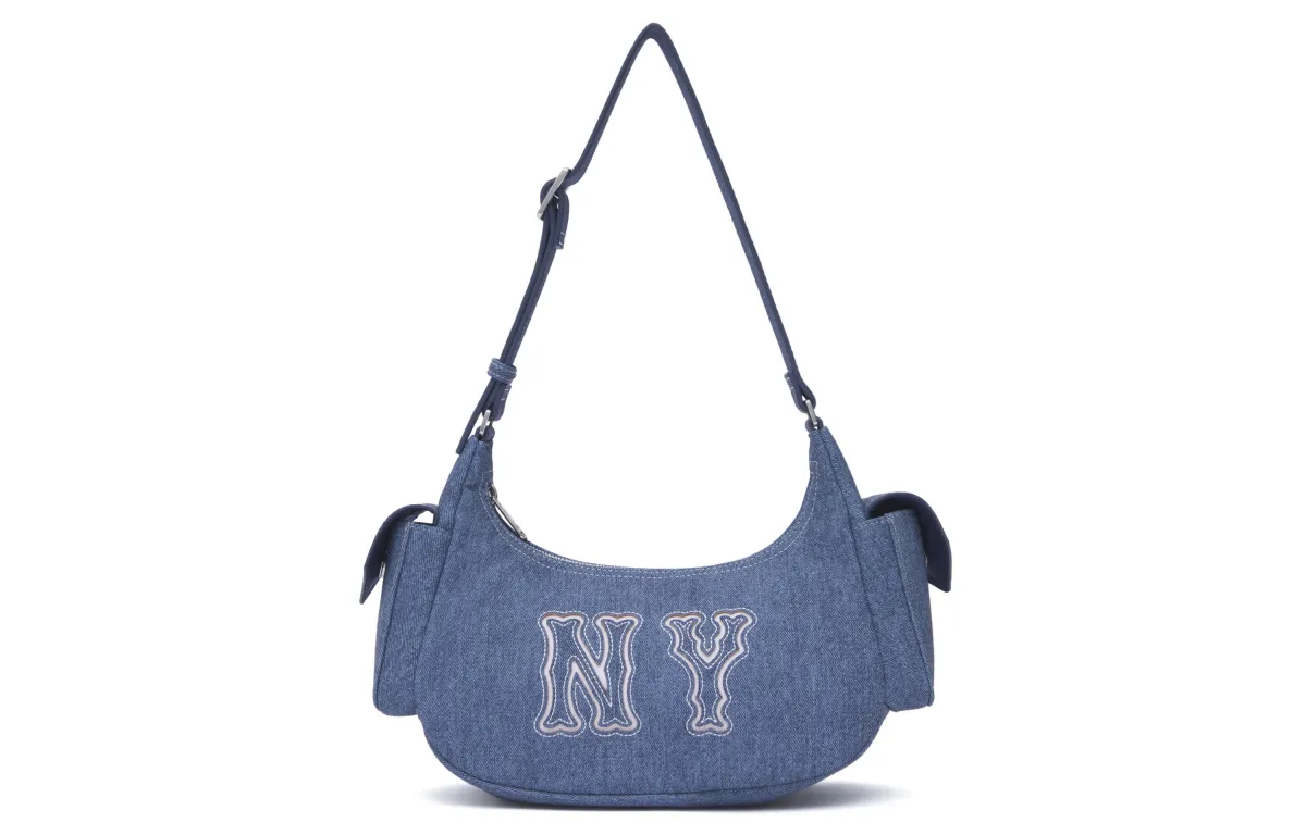 MLB New York Yankees Artificial Leather Shoulder Bag, Hot Girl Bag Unisex Indigo