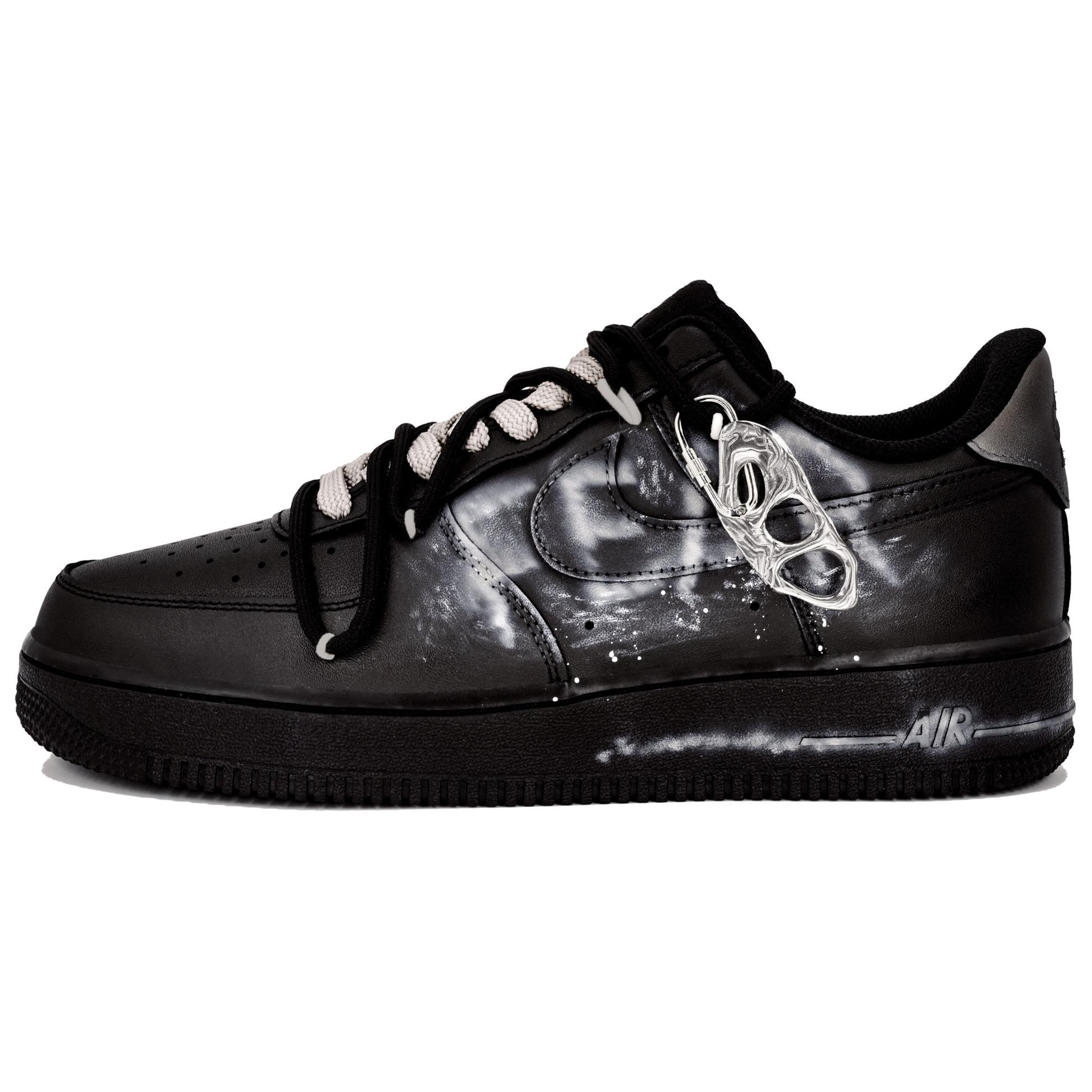 【Индивидуальные кроссовки】 Nike Air Force 1 07 Ltdz Уважайте дистанционное эффект от дистанции дизайнер популярный модные высокая Прохладный, удобный и универсальный, низкий панель обувь мужские и женские фасон унисекс черный