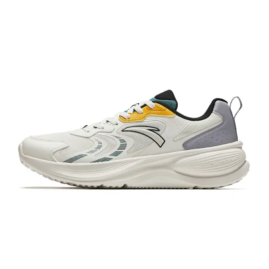 ANTA Running Shoes Men Low-Top Ivory White/Brocade Grey/Yellow Warbler