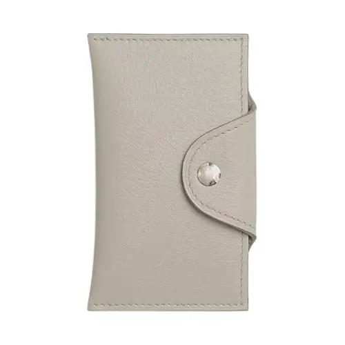 HERMES Evercolor Leather Card Holder Women's 8L Beton Glacier White