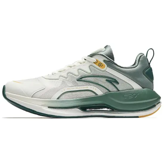 Anta Cushioned Wear-Resistant Coverage Low-Top Nitrogen Technology Running Shoes Men's White Green