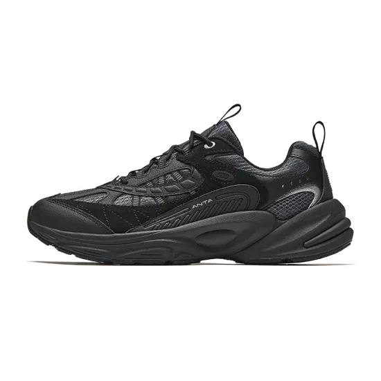 Anta Running Collection Non-slip Wear-resistant Shock Absorption Low-Top Casual Running Shoes Men's Black