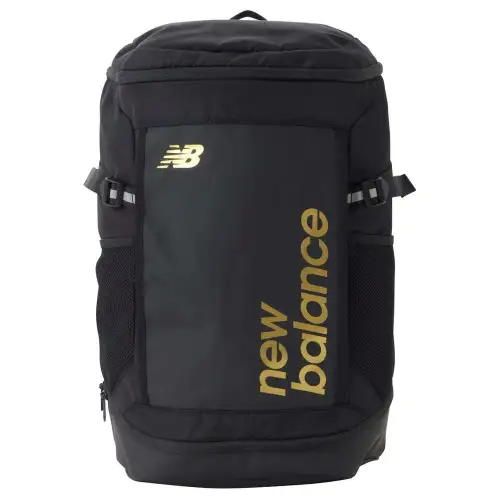 New Balance Synthetic Leather Backpack Unisex Black Gold