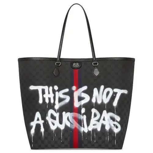GUCCI X Balenciaga The Hacker Project Graffiti Large Tote Bag
