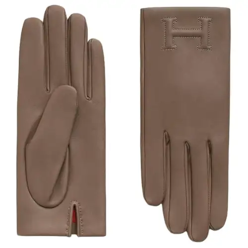 HERMES Lambskin Gloves Unisex Brown
