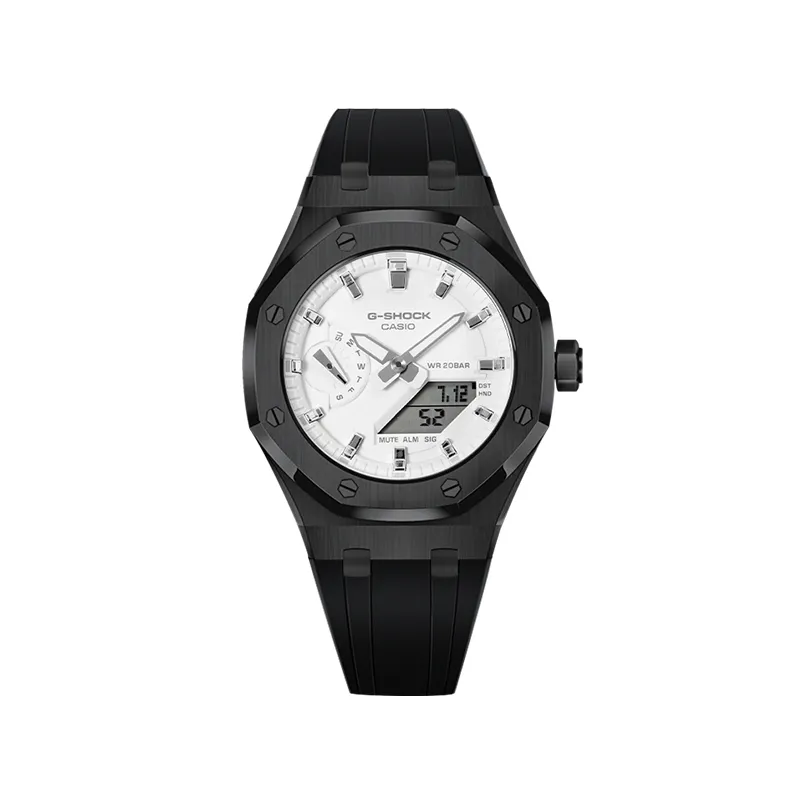 CASIO Custom Collection Quartz Movement Fluoroelastomer Strap Watch Unisex White Dial