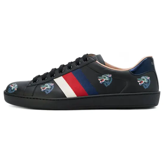 GUCCI Ace Skateboard Shoes Men Low-Top Black