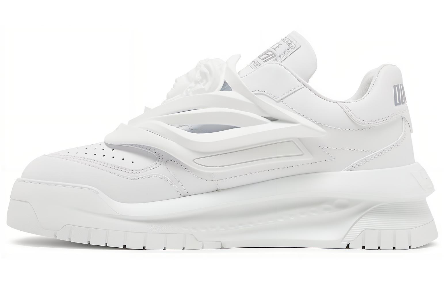 Versace Odissea кожаный Кожаная круглая голова толстая Нижняя низкая банда жизнь для отдыха обувь мужской стиль белый