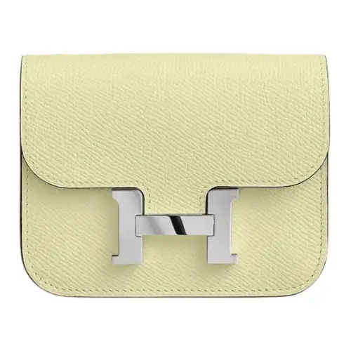 HERMES Constance Slim Silver Tone Buckle Epsom Calfskin Clutch Wallet One Shoulder Crossbody Fanny Pack Women's