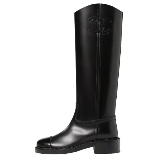 CHANEL Knee-high Boots Women's Black