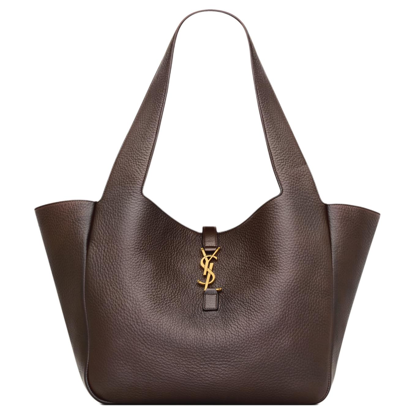 SAINT LAURENT Le5À7 BEA Grained Leather Shoulder Bag Women's Dark Brown