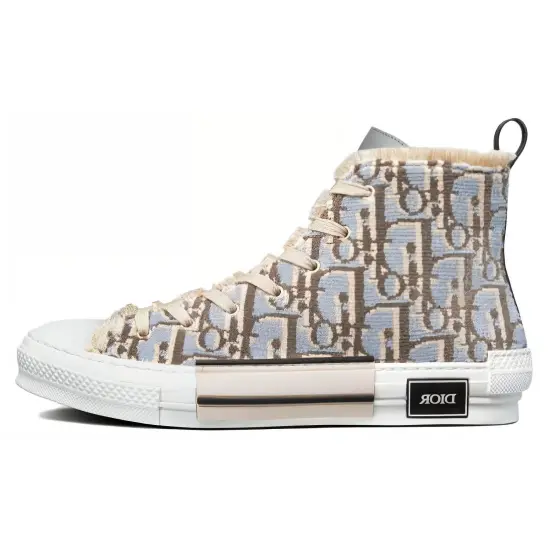 DIOR B23 Canvas Shoes Men High-Top Gray White